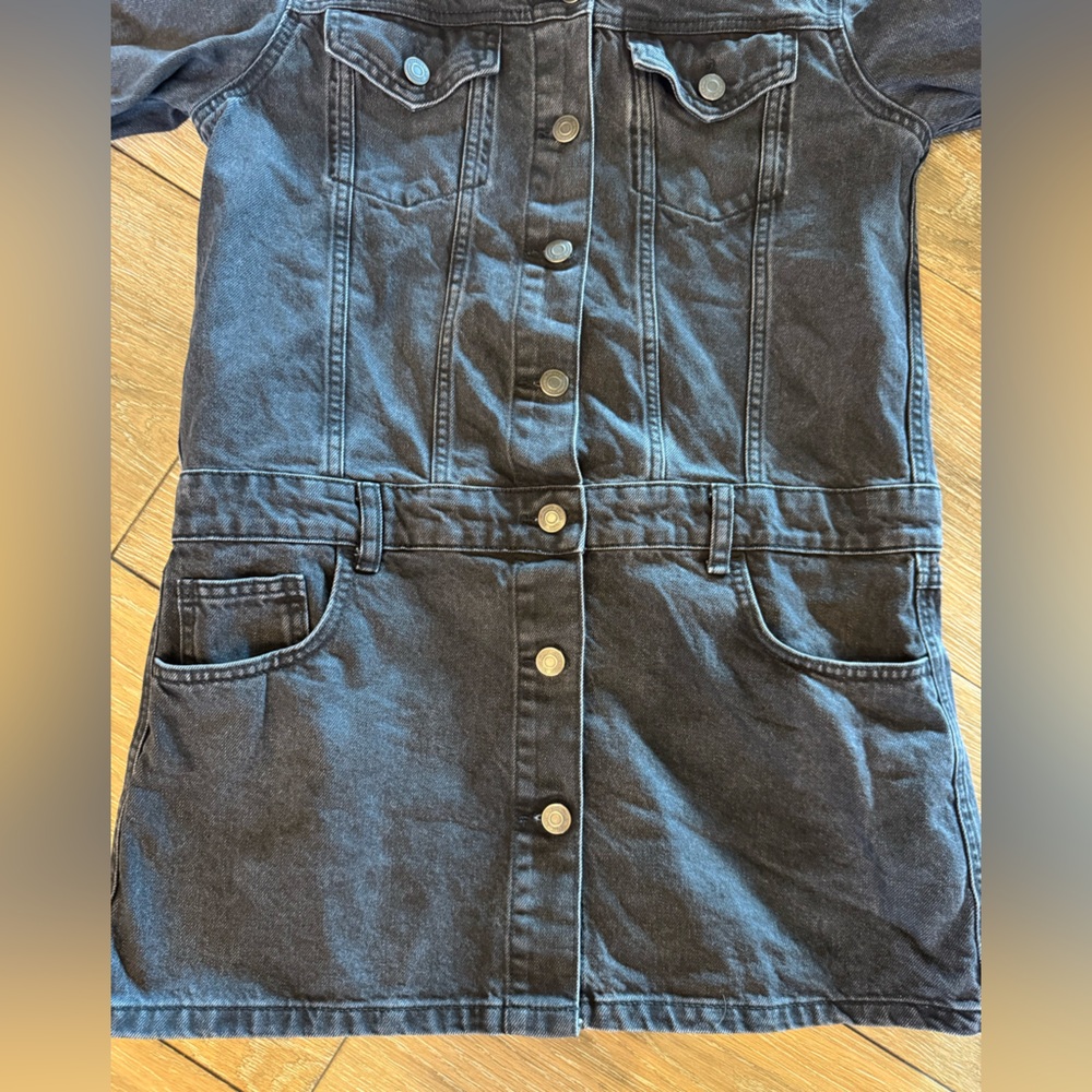 Zara black denim The Zoe mini dress size medium - Picture 7 of 13
